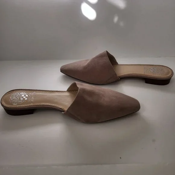 Vince Camuto Womens Suede Mules 8M Tan Slip-On Shoes - Picture 10 of 10